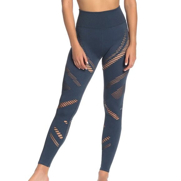 ALO Yoga Pants - [Alo Yoga] Seamless Radicance Perforated High Waisted Leggings Indigo Medium